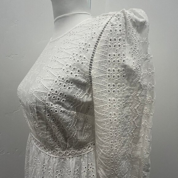 J. Crew Petite White Eyelet Flutter Hem Dress - Picture 3 of 6